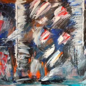 Breaking the Ice, 80x100 cm, contemporary abstract acrylic painting with textured layers and palette knife technique